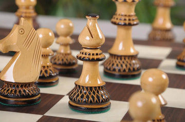 The Burnt Golden Rosewood Championship Series Chess Pieces - 3.75