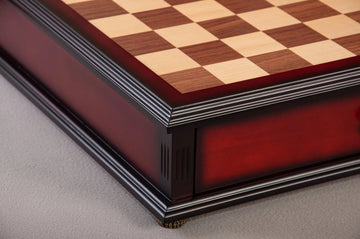 Walnut and Maple Classical Tiroir Chess Board with Storage Drawers