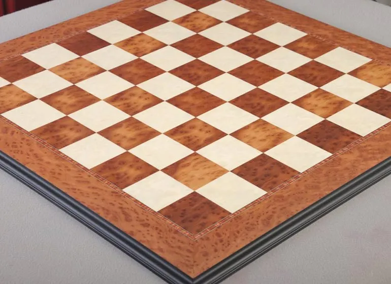 Elm Burl / Bird's Eye Maple Superior Traditional Chess Boards