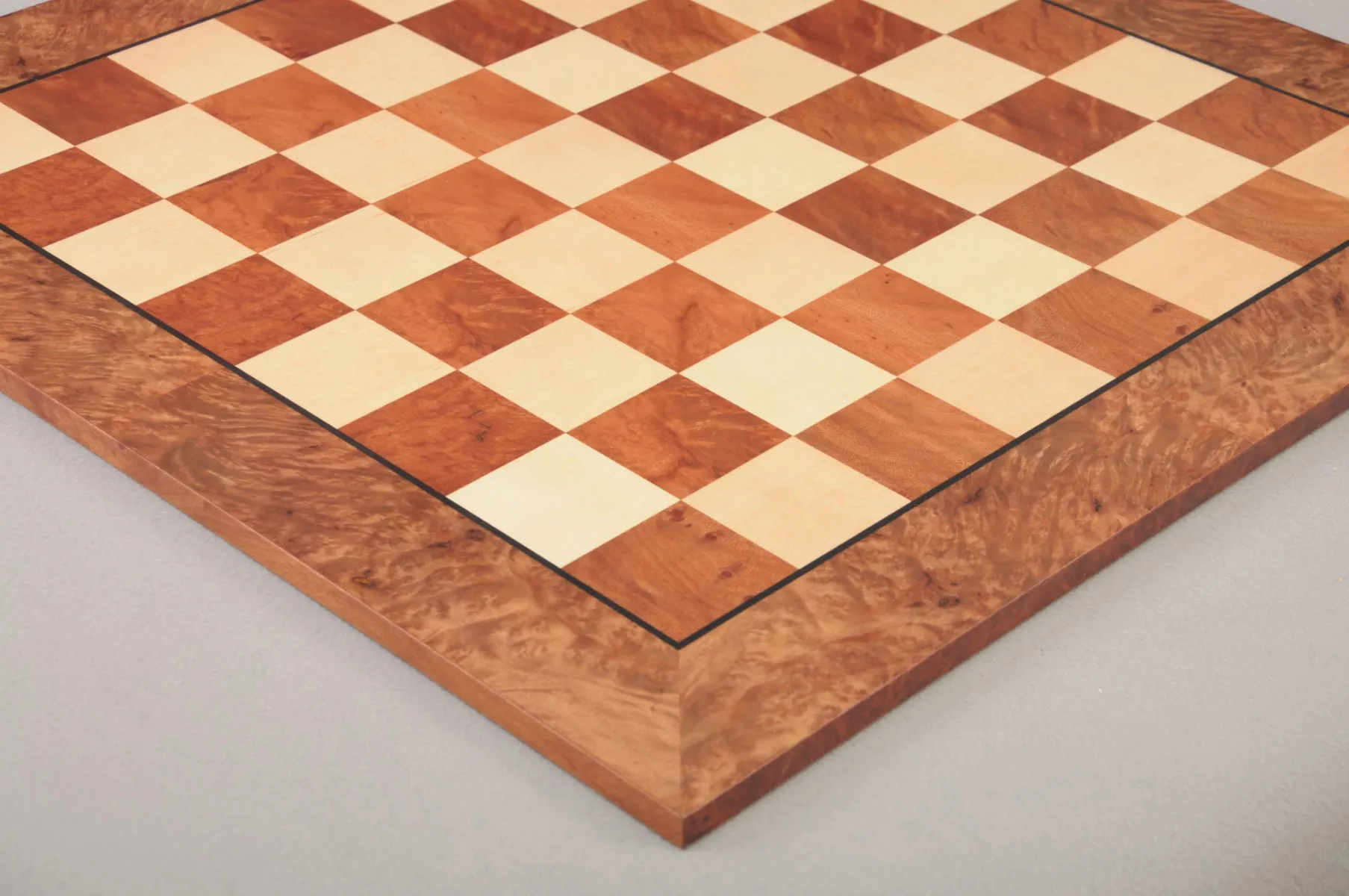 CLEARANCE - Camphor Burl and Maple Classic Traditional Chess Board - 2.25" Squares