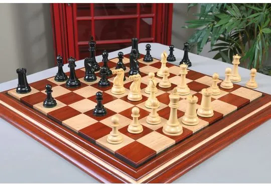 IMPERFECT - 4.4" Broadbent - GENUINE EBONY / BOXWOOD - Wood Chess Pieces