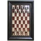 Straight Up Chess Board - Red Maple Chess Board with Wide Antique Bronze Frame 