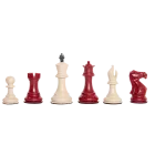 Staunton Themed Chess Pieces - 3.5" King - Red & Natural