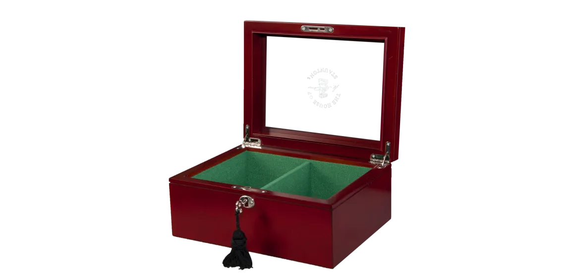 Superior Chess Box - Red Burl - Glass Top