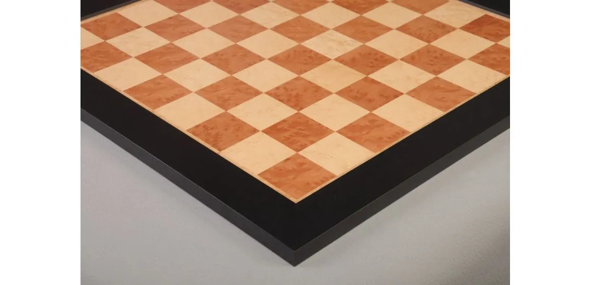 Olmo Burl, Genuine Ebony & Bird's Eye Maple Signature Traditional Chess Board