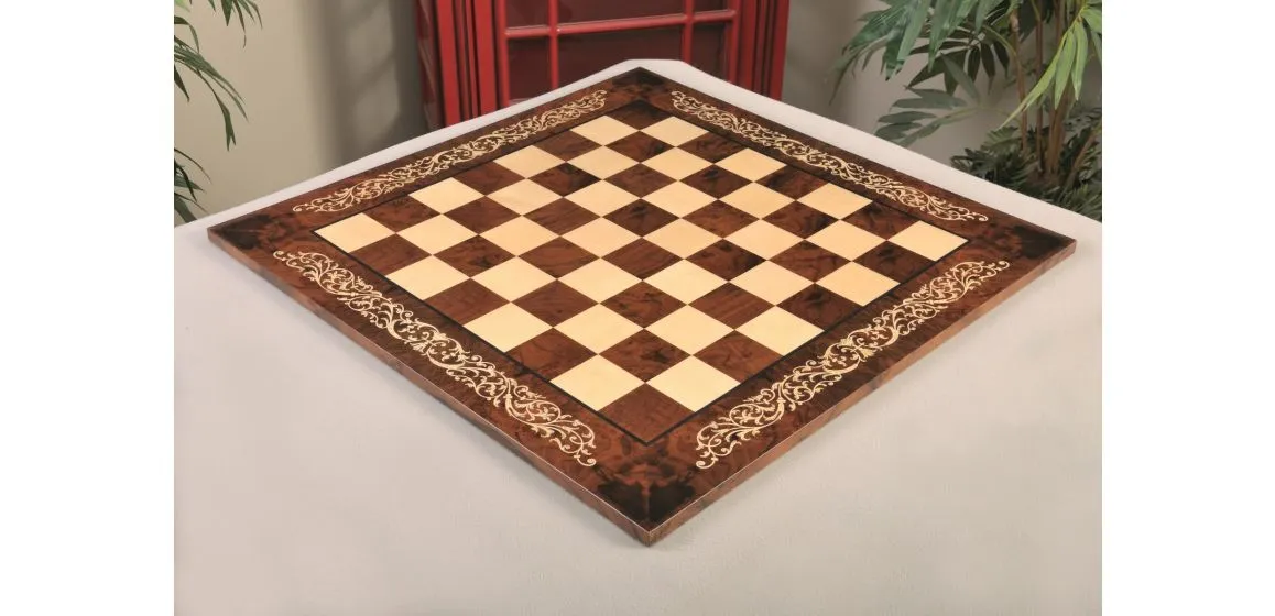 INLAID - Walnut Burl & Maple Superior Traditional Chess Board - Gloss Finish