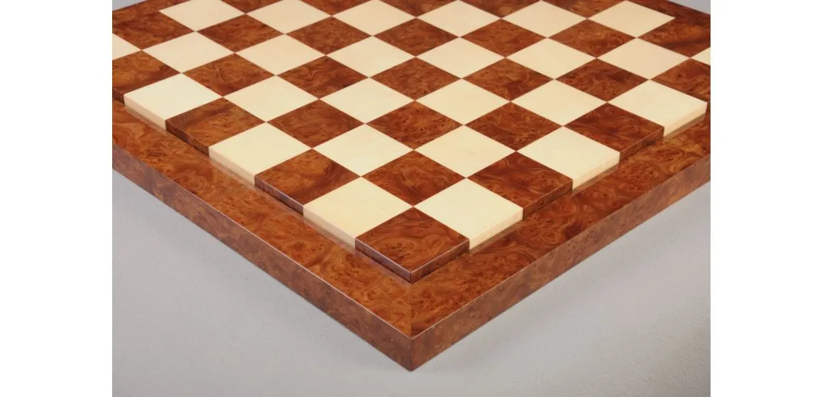 Olmo Burl & Maple Superior Contemporary Chess Board - Gloss Finish