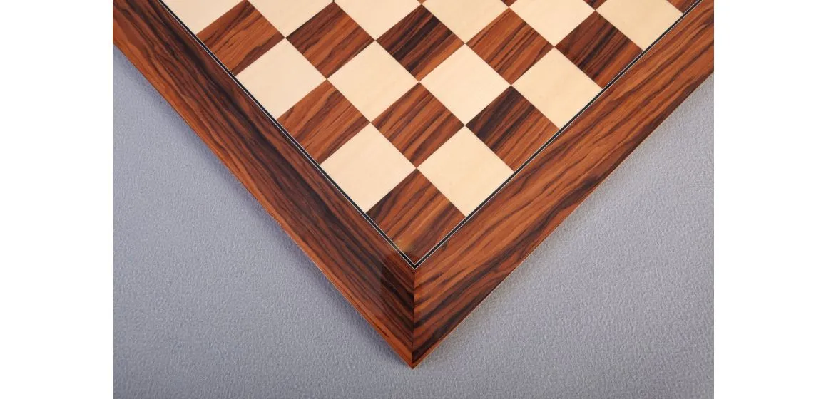 Santos Palisander & Bird's Eye Maple Standard Traditional Chess Board - Gloss Finish 
