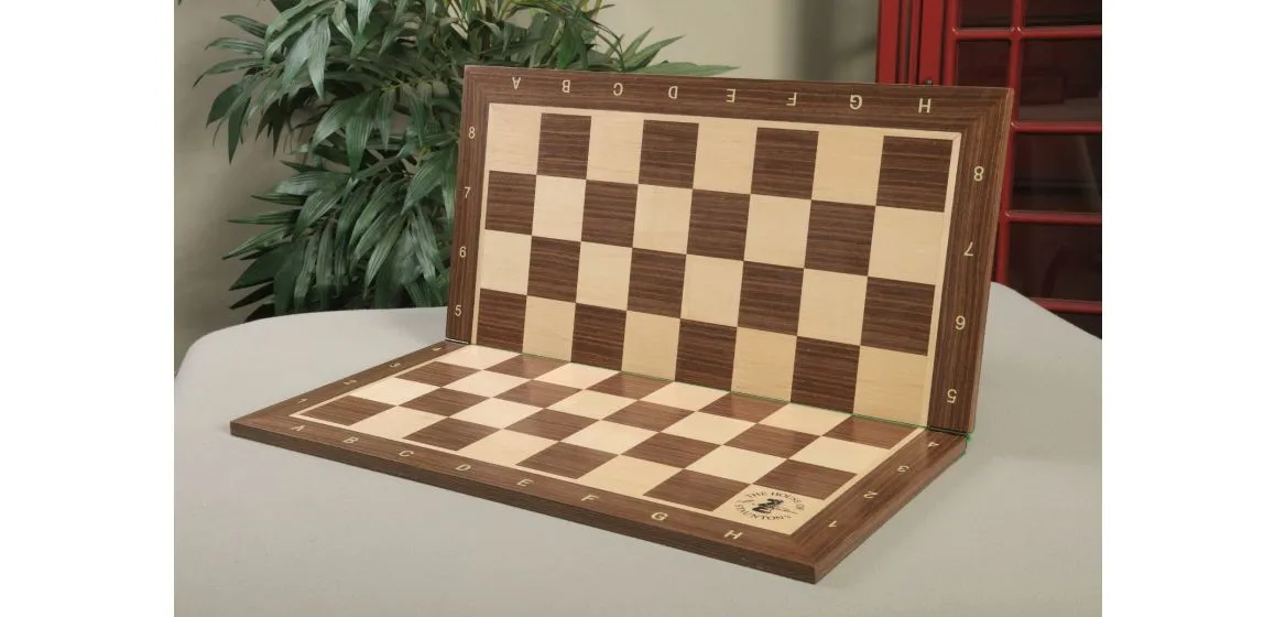 Folding Striped Ebony and Maple Wooden Tournament Chess Board