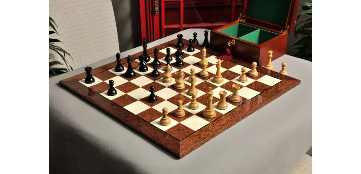 Reproduction of the Drueke Player's Choice Chess Set, Board, & Box Combination - 3.75" King