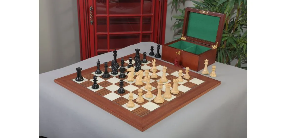 The Leicester Series Chess Set, Box, & Board Combination