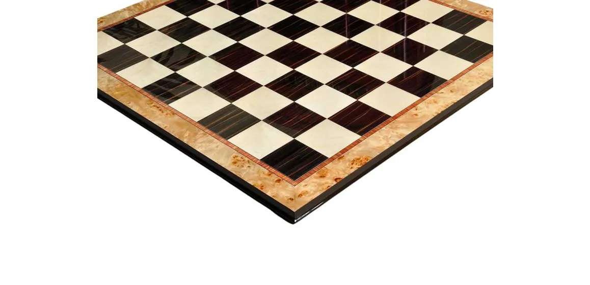 Maple Burl & Ebony Superior Traditional Chess Board - 2.5"
