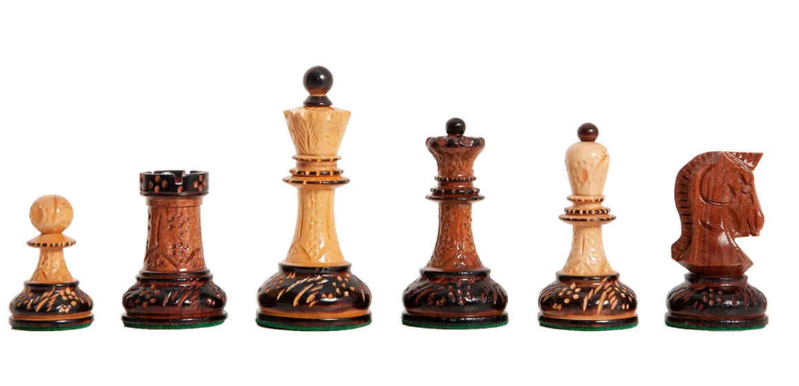 The Burnt Golden Rosewood Dubrovnik Series Chess Pieces - 3.75" King