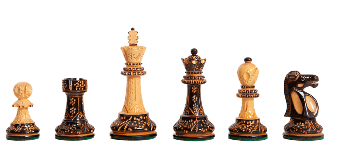 The Burnt Reykjavik II Series Chess Pieces - 3.75" King