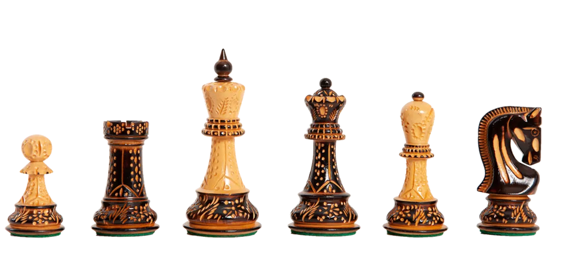 The Burnt Zagreb '59 Series Chess Pieces - 3.875" King