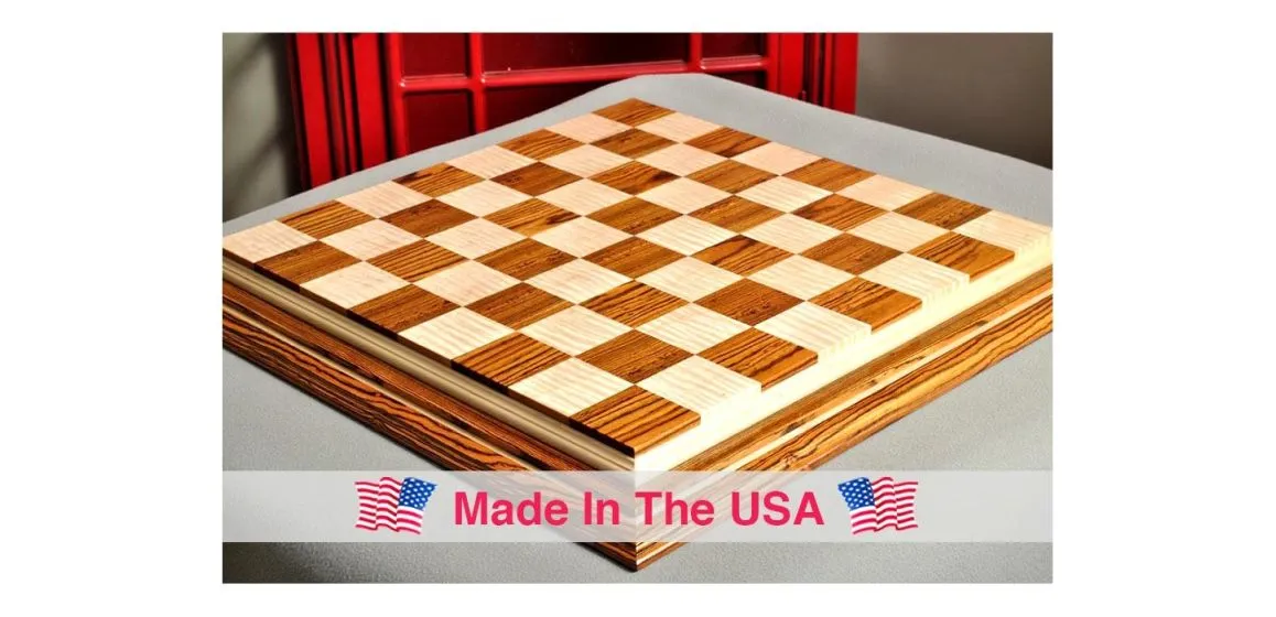 Signature Contemporary IV Luxury Chess board - BOCOTE / CURLY MAPLE - 2.5" Squares