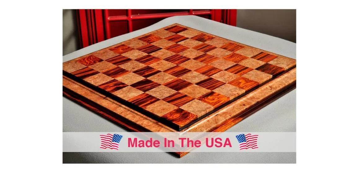 Signature Contemporary III Chess Board - Cocobolo / Maple Burl - 2.5" Squares