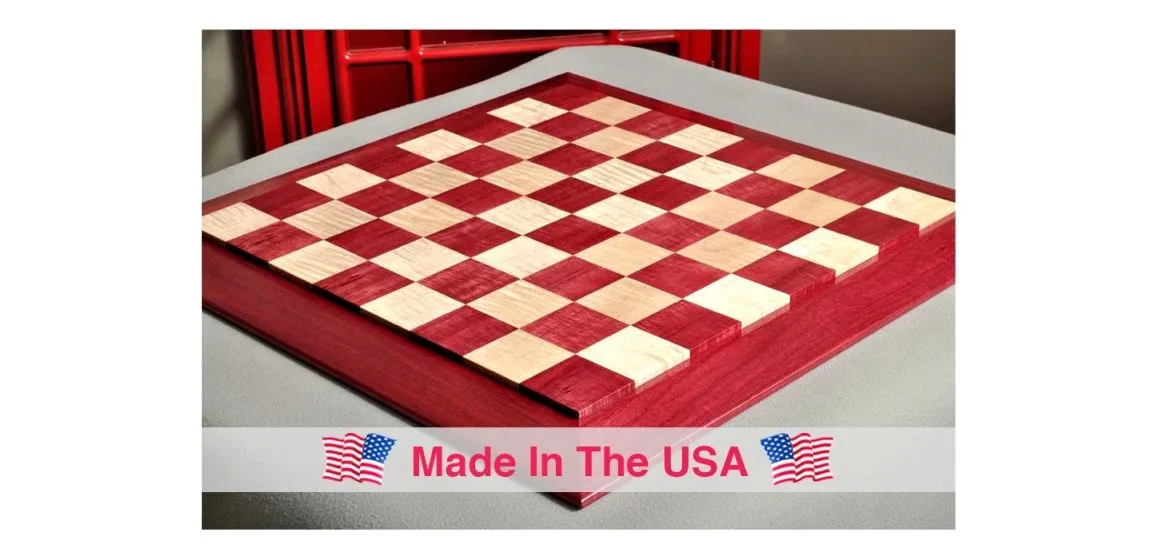 Custom Contemporary Chess Board - Purpleheart / Curly Maple - 2.5" Squares