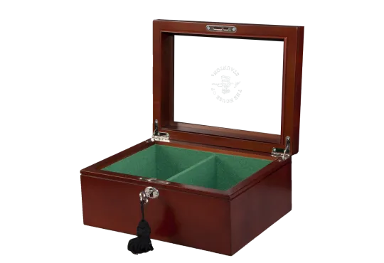 Superior Chess Box - Mahogany - Glass Top
