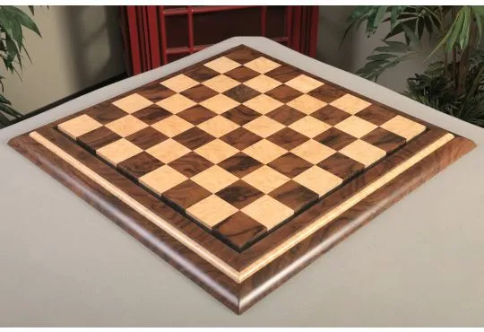 Signature Contemporary V Luxury Chess board - WALNUT BURL / BIRD'S EYE MAPLE - 2.5" Squares