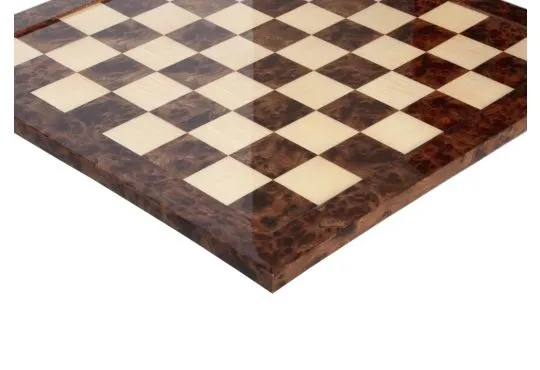 Olmo Burl & Maple Signature Traditional Chess Board - Gloss Finish