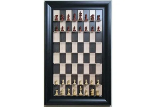Straight Up Chess Board - Black Maple Board with 3" Black Contemporary Frame