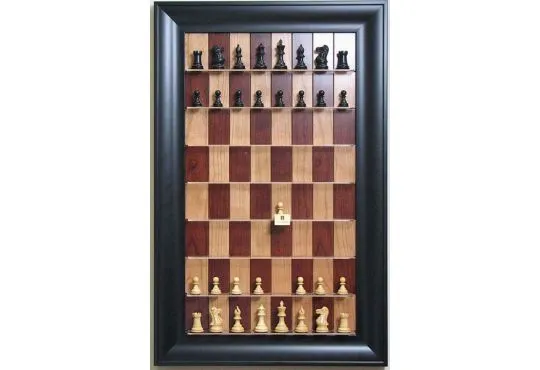 Straight Up Chess Board - Red Cherry Chess Board with Black Contemporary Frame 