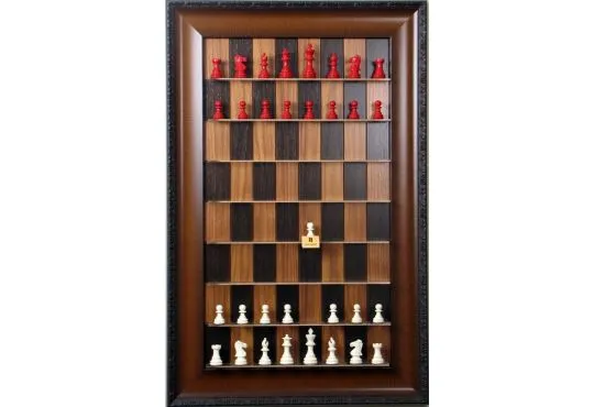 Straight Up Chess Board - Red Maple Series with Checkered Bronze Frame 