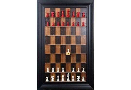 Straight Up Chess Board - Dark Walnut Series with 3" Black Contemporary Frame 