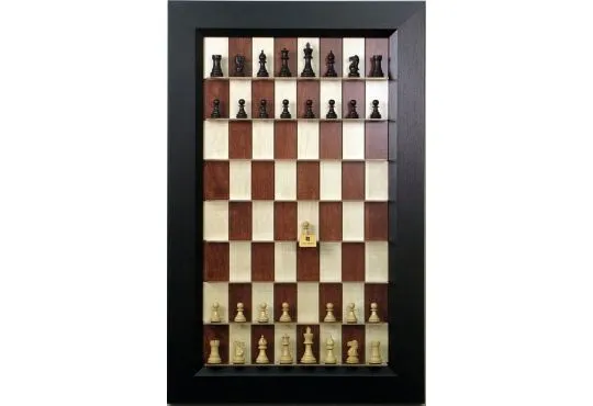 Straight Up Chess Board - Red Maple Series with Tuxedo Frame