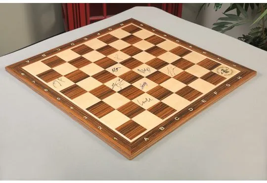 2022 FTX Crypto Cup - Player Signed Wooden Tournament Chess Board - 2.25" Squares