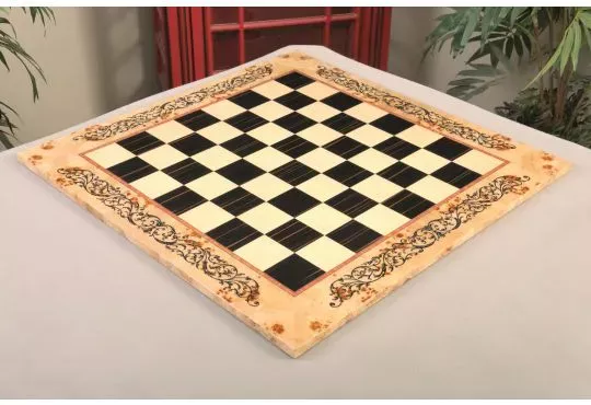 INLAID - Maple Burl & Ebony Superior Traditional Chess Board - Gloss Finish