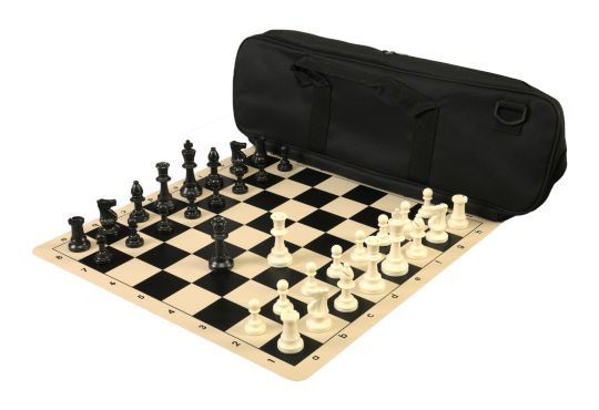 Deluxe Chess Set Combination and Triple Weighted Regulation Pieces | Silicone Chess Board | Deluxe Bag