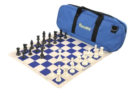 ChessKid Deluxe Chess Set Combination and Triple Weighted Regulation Pieces | Vinyl Chess Board | Deluxe Bag