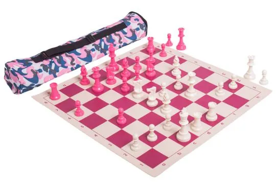 Analysis Chess Pieces and Cinch Chess Board Bag Combo