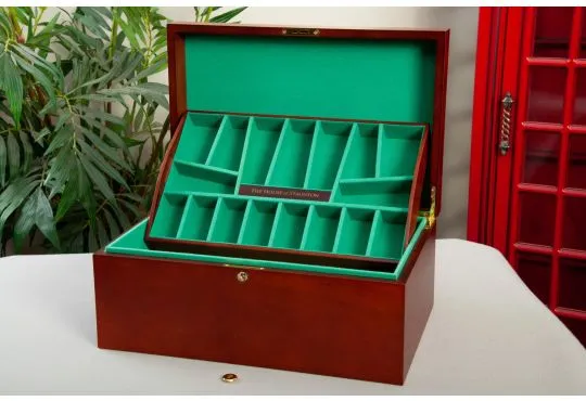 IMPERFECT - The House of Staunton Fitted Coffer Chess Box - Mahogany With HOS Logo