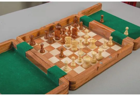 IMPERFECT - ULTIMATE WOODEN Magnetic Travel Chess Set - 10"