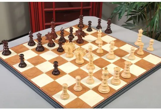 IMPERFECT - The Savano Series Artisan Wood Chess Pieces - 4.4" King - Blood Rosewood and Natural Boxwood