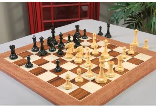 IMPERFECT - The Capablanca Series Luxury Chess Pieces - 4.0" King - Black Lacquered / Antiqued Boxwood 
