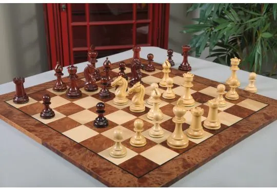 IMPERFECT - The Nottingham 1936 PROTOTYPE Chess Pieces - 4.4" King - Blood Rosewood & Natural Boxwood
