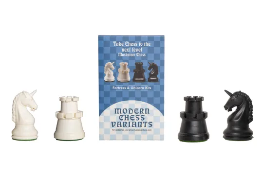 Fortress and Unicorn - Musketeer Chess Variant Kit - 4 Set - Black & Ivory