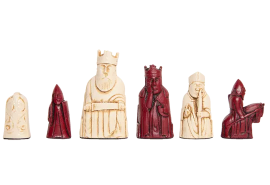 The Isle of Lewis Chess Pieces - 3.5" King - RED and NATURAL