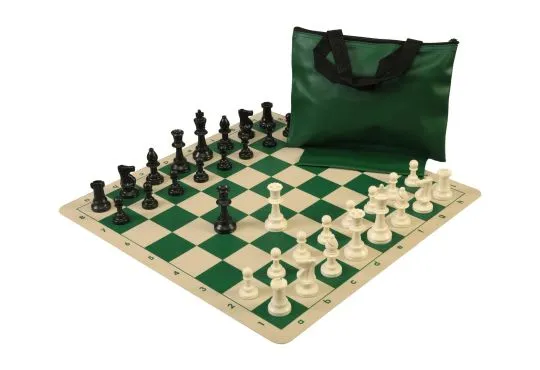 Standard Chess Set Combination with Silicone Chess Board - Single Weighted Regulation Pieces | Silicone Chess Board | Standard Bag