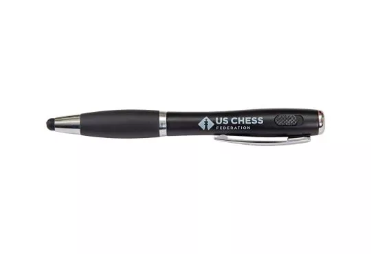 US Chess Federation Black Ballpoint Pen with Light