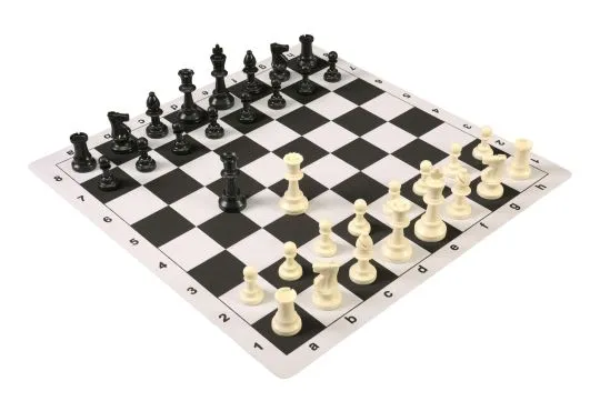 Regulation Tournament Chess Pieces and Mousepad Board Combo - Triple Weighted