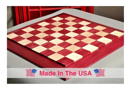 Custom Contemporary Chess Board - Purpleheart / Curly Maple - 2.5" Squares