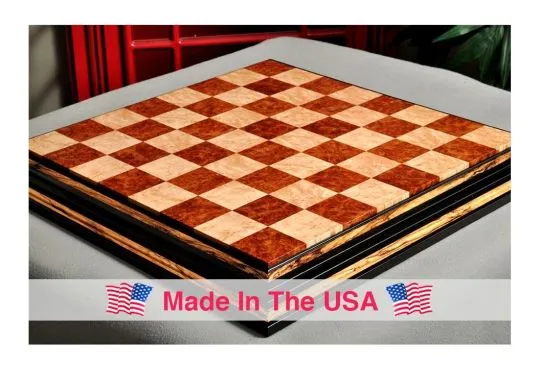 Signature Contemporary Chess Board - RED AMBOYNA  / BIRD'S EYE MAPLE - 2.5" Squares