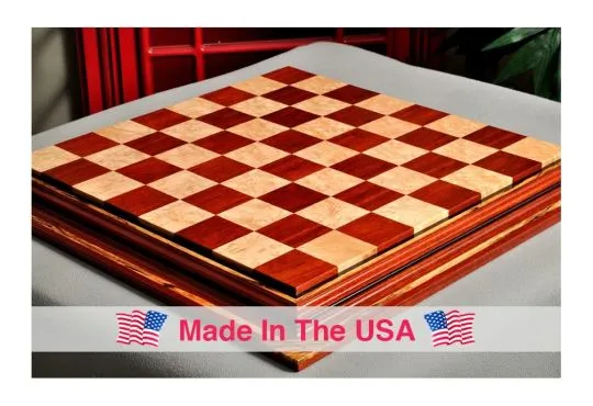 Signature Contemporary Chess Board - BLOODWOOD  / BIRD'S EYE MAPLE - 2.5" Squares
