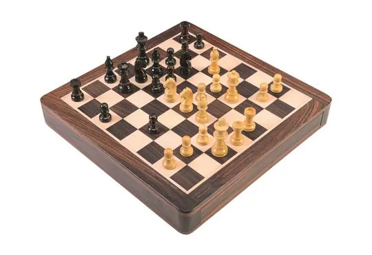 WOODEN MAGNETIC Travel Chess Set - 12" Square - Anjan and Maple