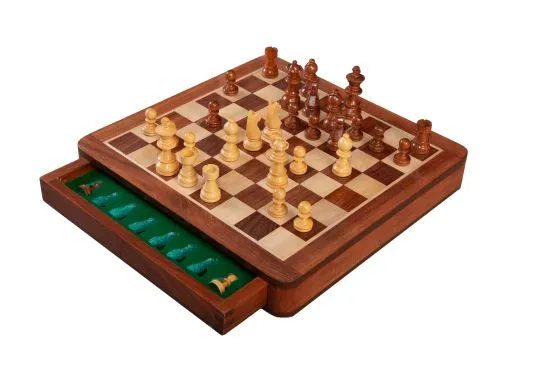 WOODEN MAGNETIC Travel Chess Set - 12" Square